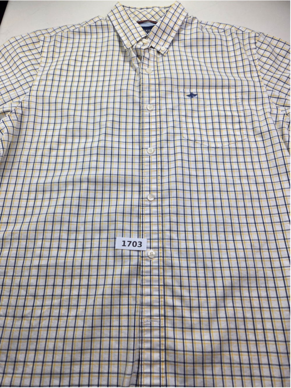Men's Dockers Casual Button Down Shirt Large White Yellow Plaid #1703